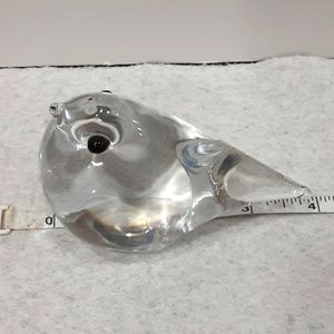 Mint!Dark Red eyes Clear Art glass Bird Paperweight